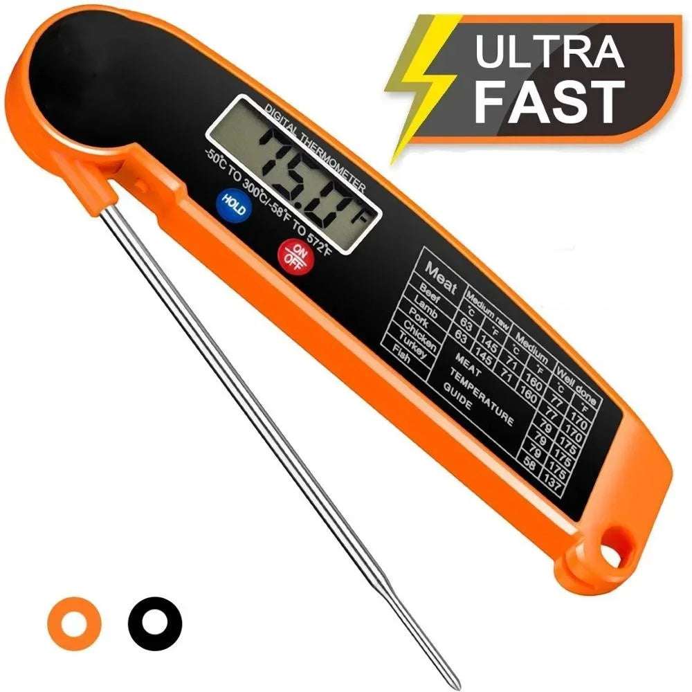 Ultra-fast digital meat thermometer with temperature guide for precise cooking