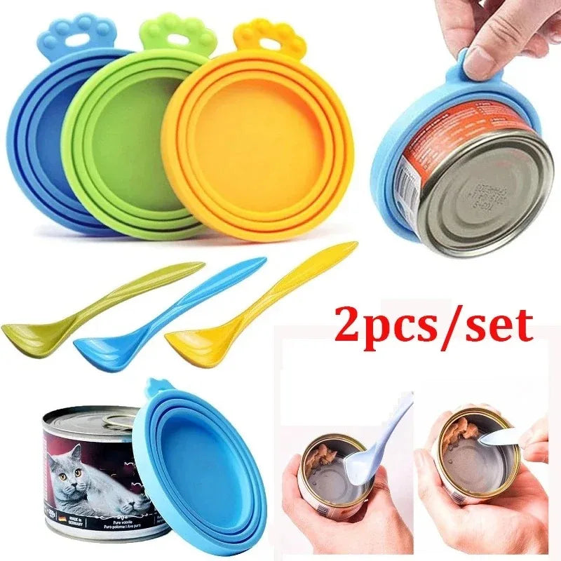 Pet silicone canned lid /long handle canned spoon