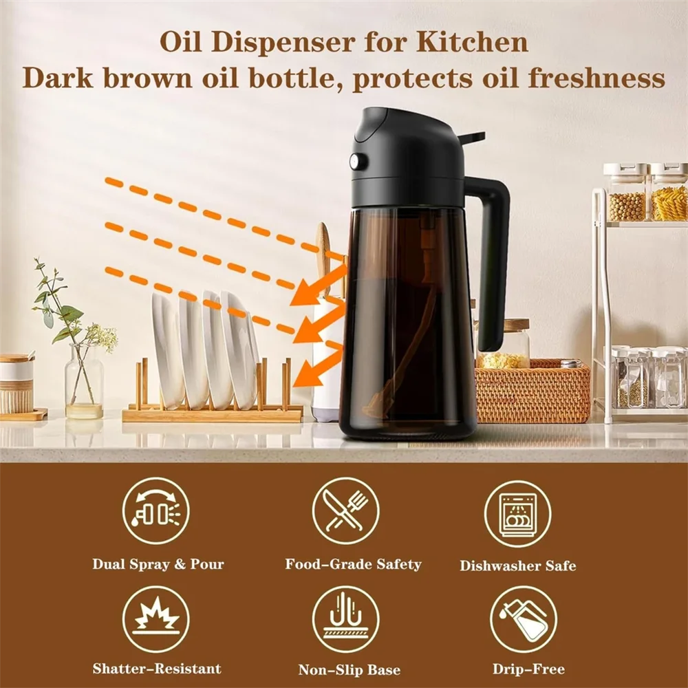 2-in-1 Glass Oil Dispenser & Sprayer