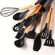 12pcs Set of Multi-color Silicone Wooden Handle