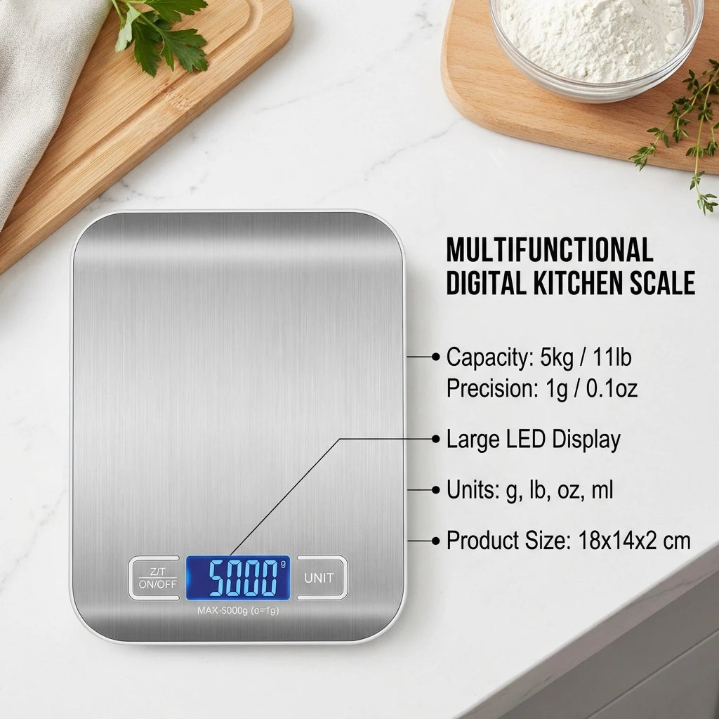 Digital Kitchen Scale with LED Display