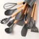 12pcs Set of Multi-color Silicone Wooden Handle